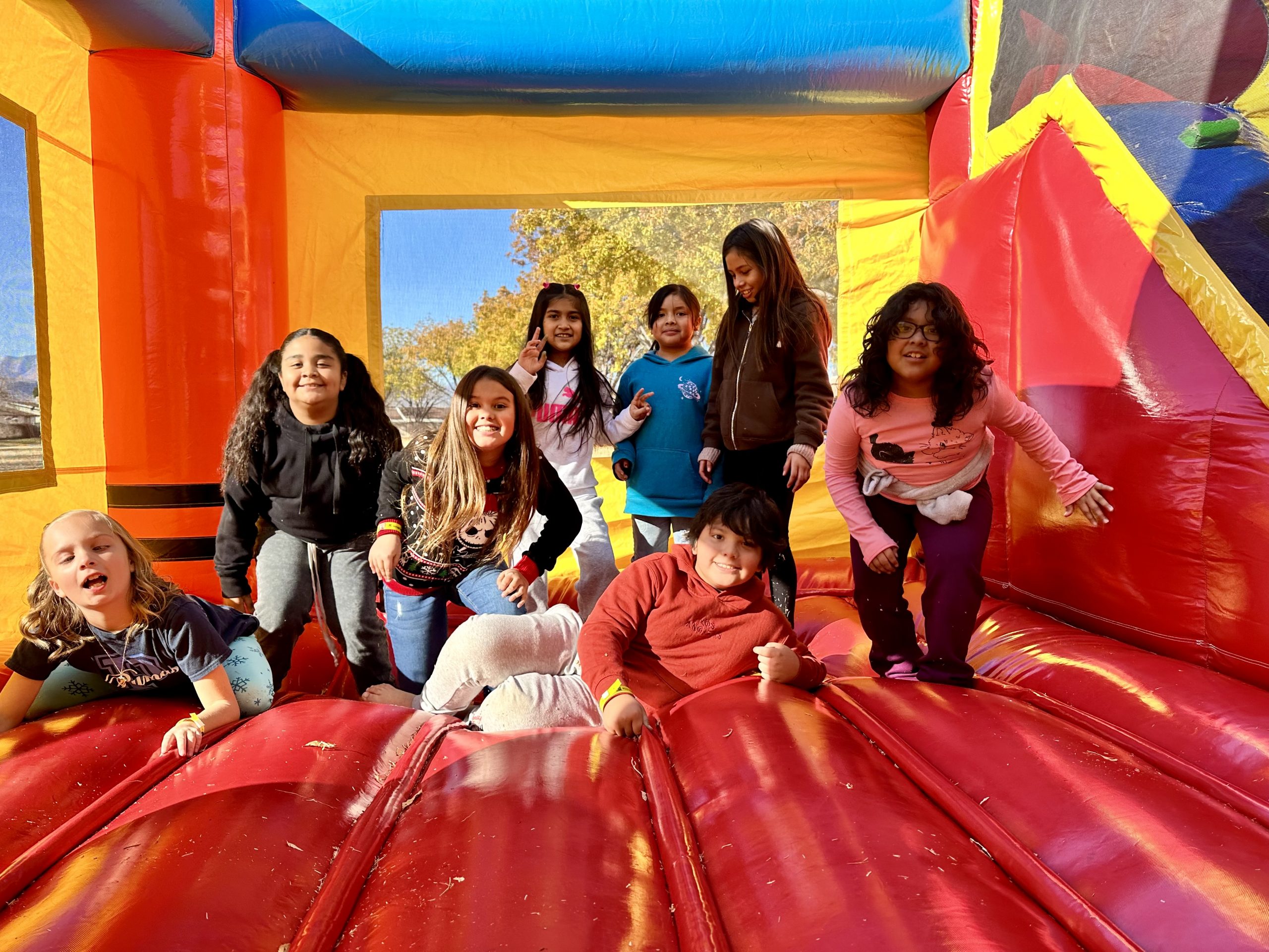 Student's from Mrs. Chamley's Class in the Bounce House