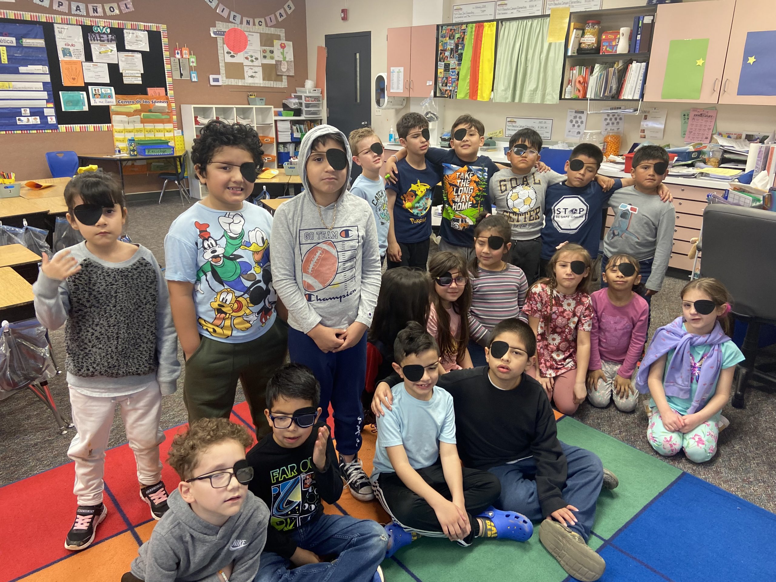 Students in eyepatches for Pirate Day
